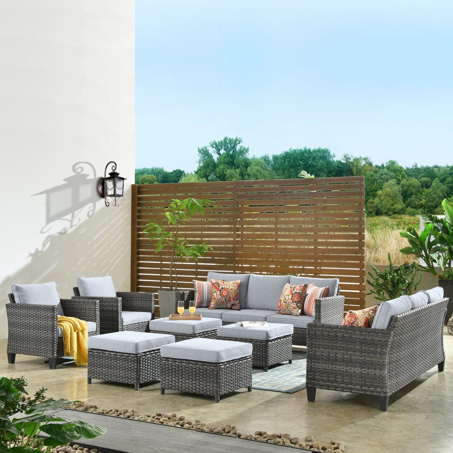 OVIOS Patio Furniture Set New Vultros 8-Piece High Back with Cushions