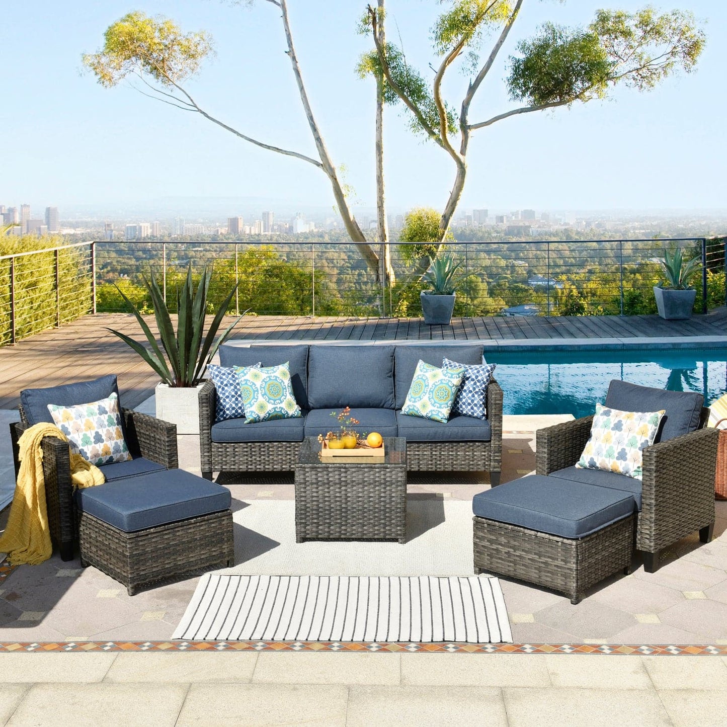 OVIOS Patio Conversation Set New Vultros 6-Piece High Back with Cushions