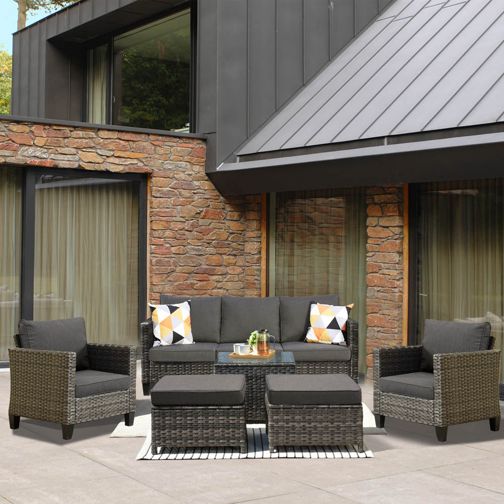 OVIOS Patio Conversation Set New Vultros 6-Piece High Back with Cushions