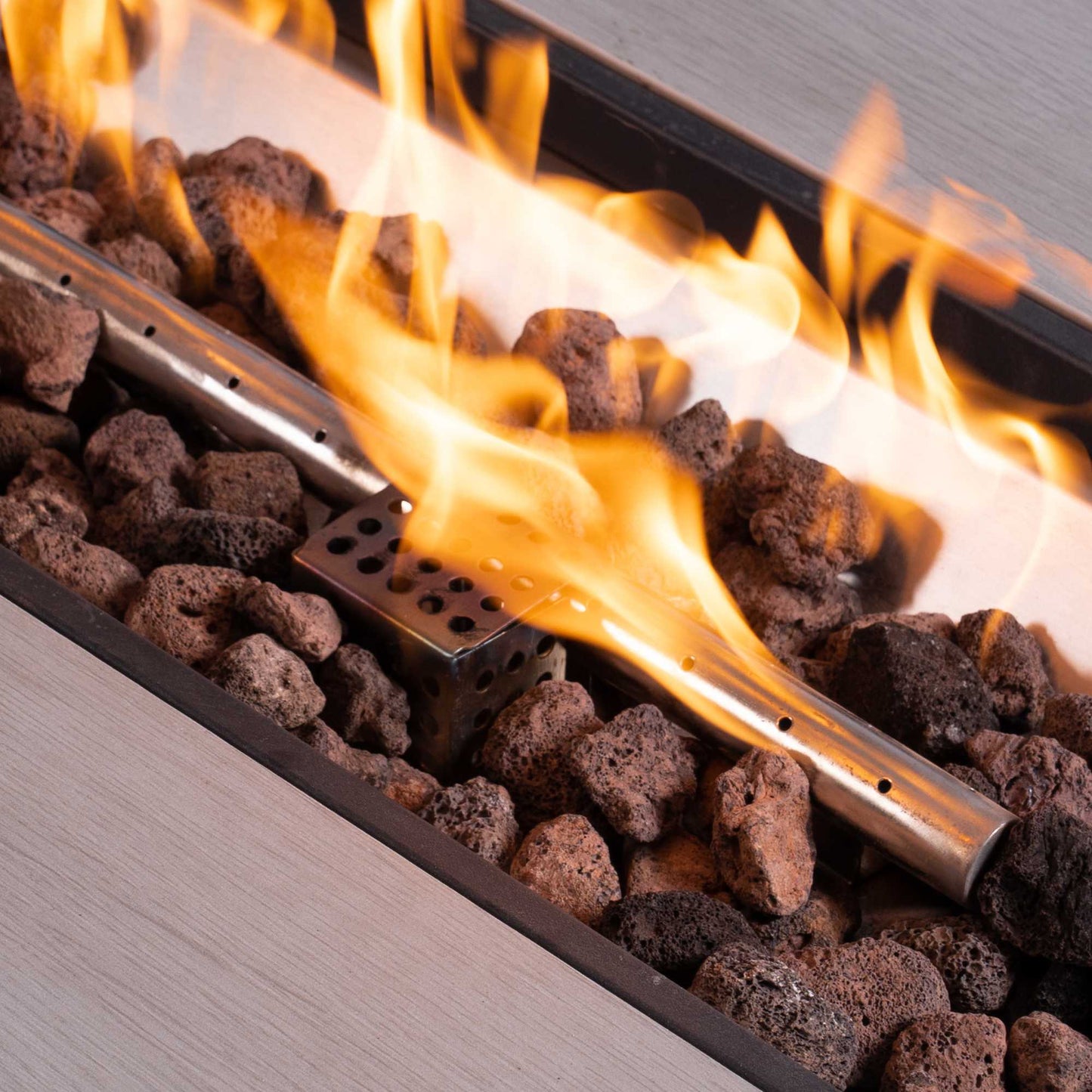 OVIOS 42'' Rectangle Propane Fire Pit Table Brown wicker for Rimaru Series