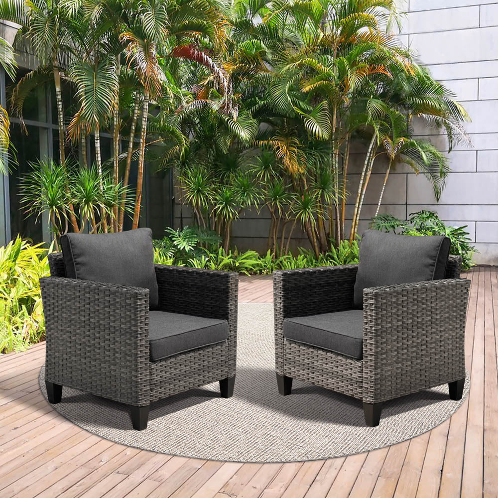 OVIOS Patio Chairs New Vultros 2-Piece High Back Square Shape Armrest