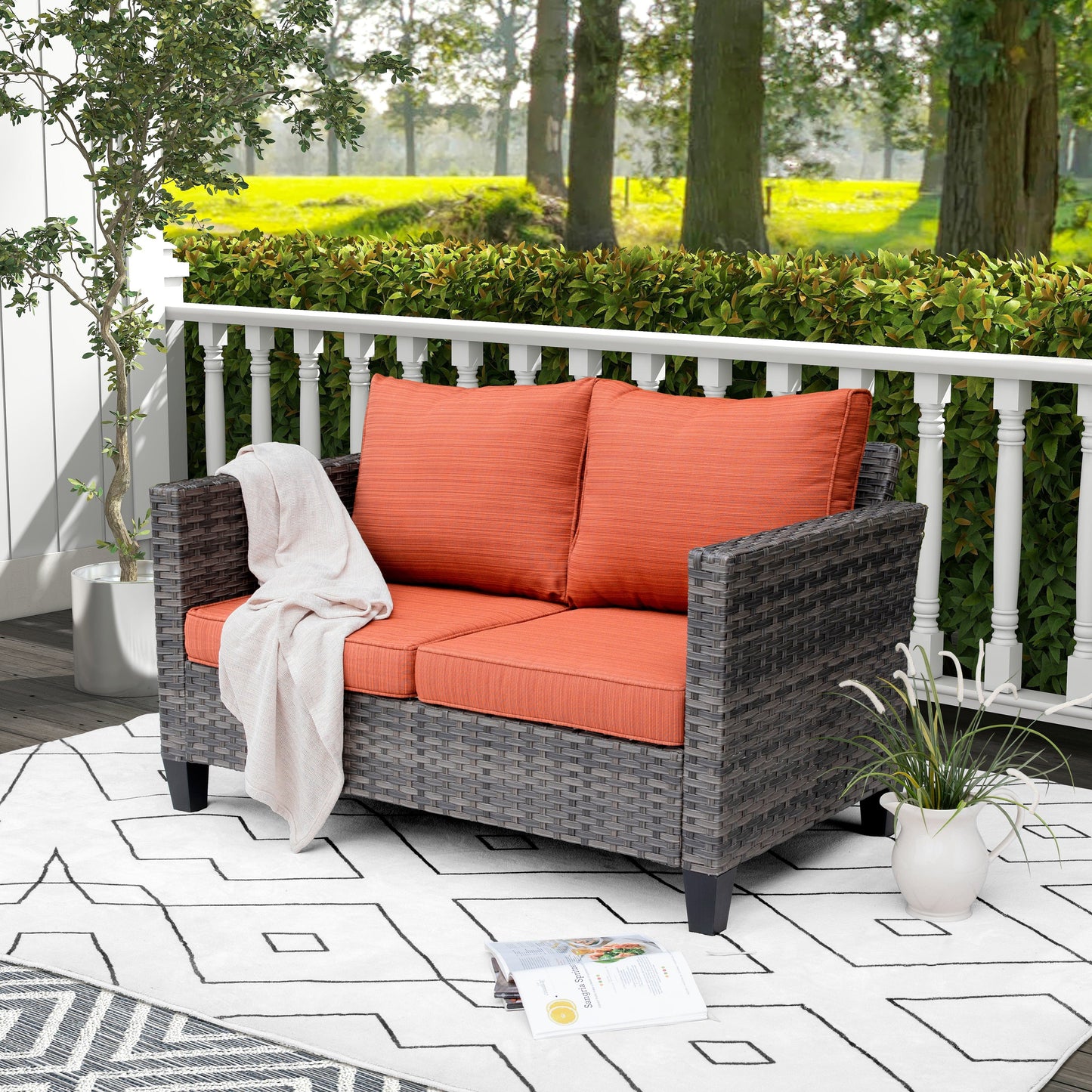 OVIOS Outdoor Loveseat New Vultros High BackShape Armrest