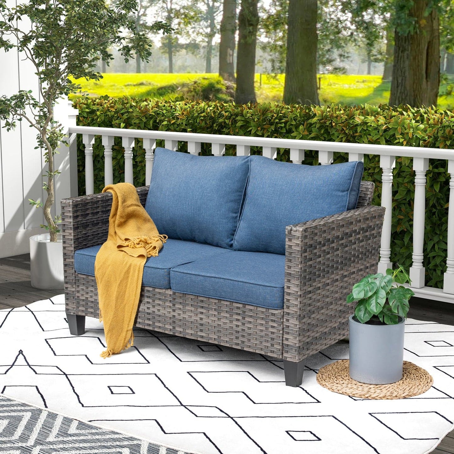 OVIOS Outdoor Loveseat New Vultros High BackShape Armrest