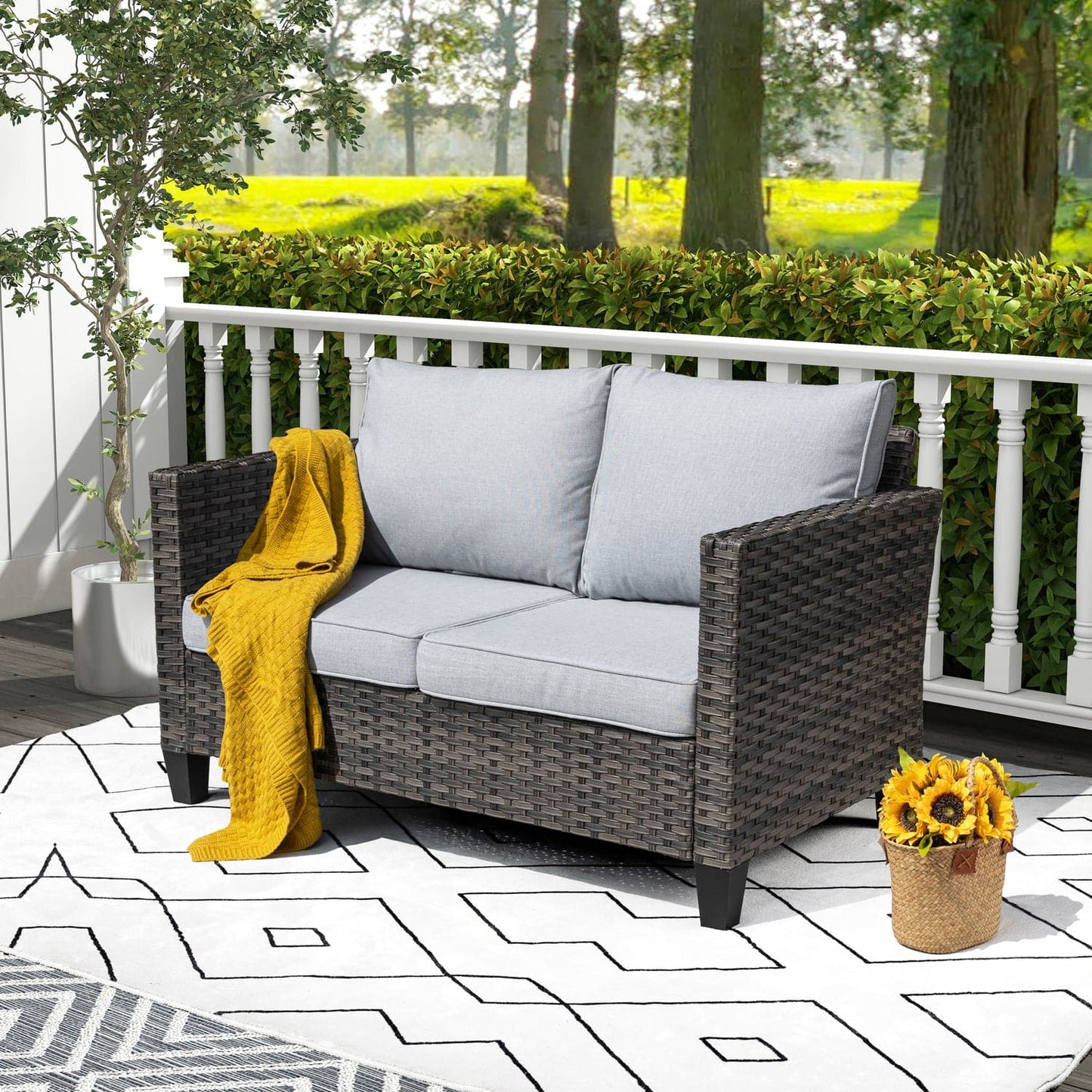 OVIOS Outdoor Loveseat New Vultros High BackShape Armrest