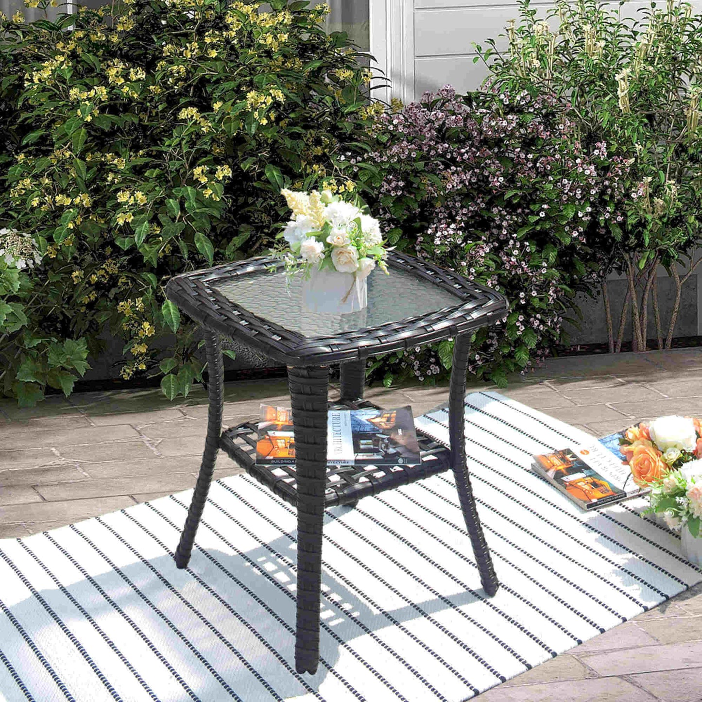 OVIOS Balcony Side Table with Tempered Glass Top for GRS/NTC/HOP/NDS Series