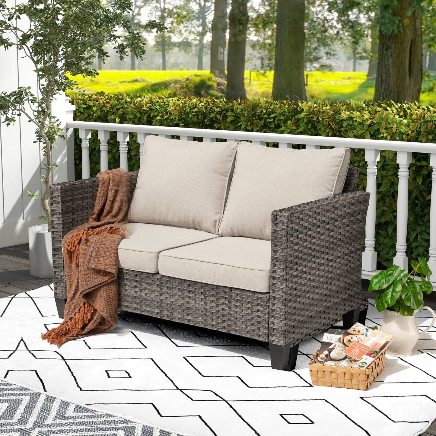 OVIOS Outdoor Loveseat New Vultros High BackShape Armrest