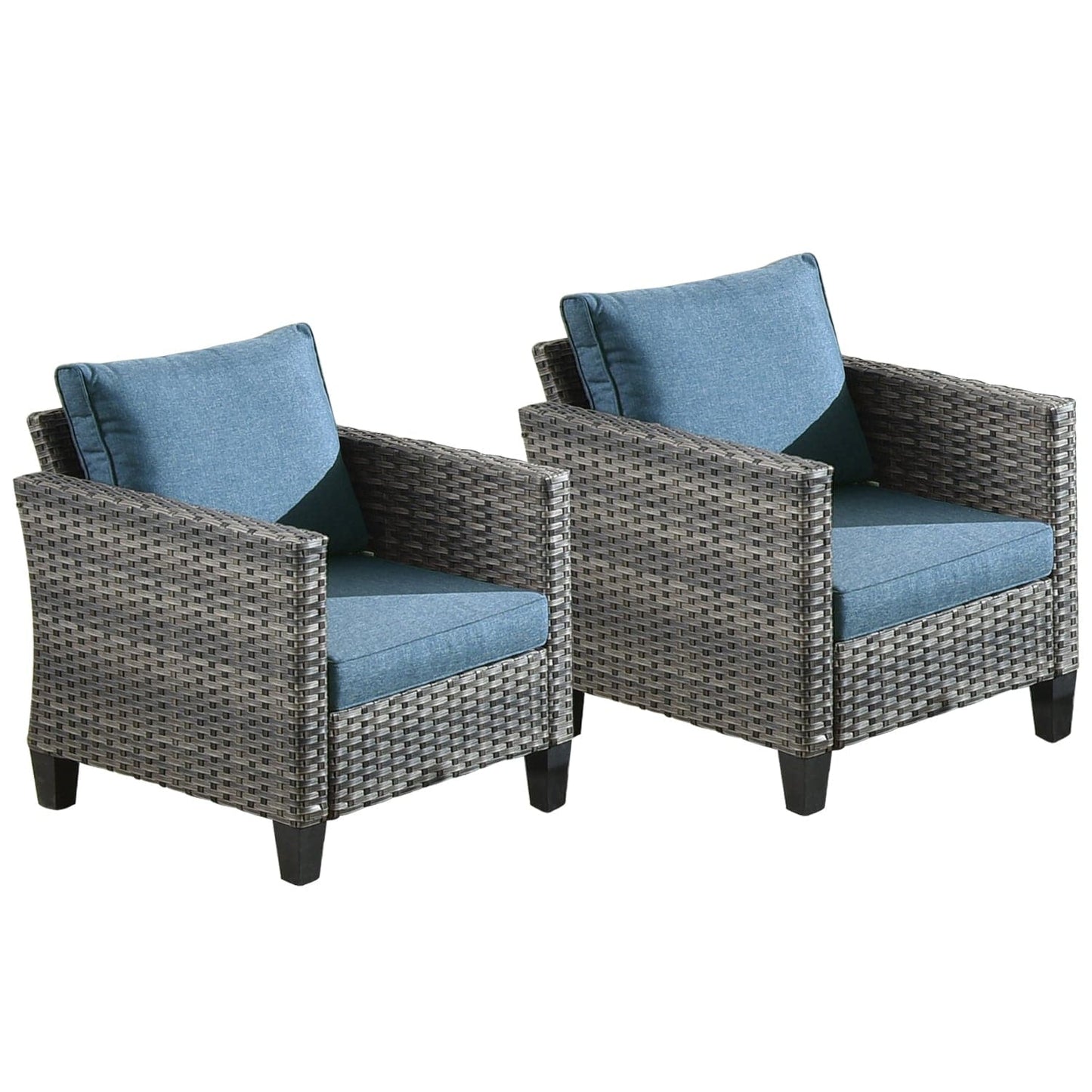 OVIOS Patio Chairs New Vultros 2-Piece High Back Square Shape Armrest