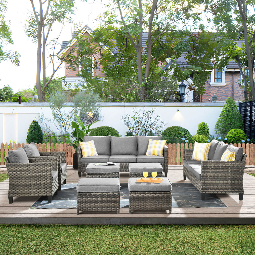 OVIOS Patio Furniture Set New Vultros 8-Piece High Back with Cushions