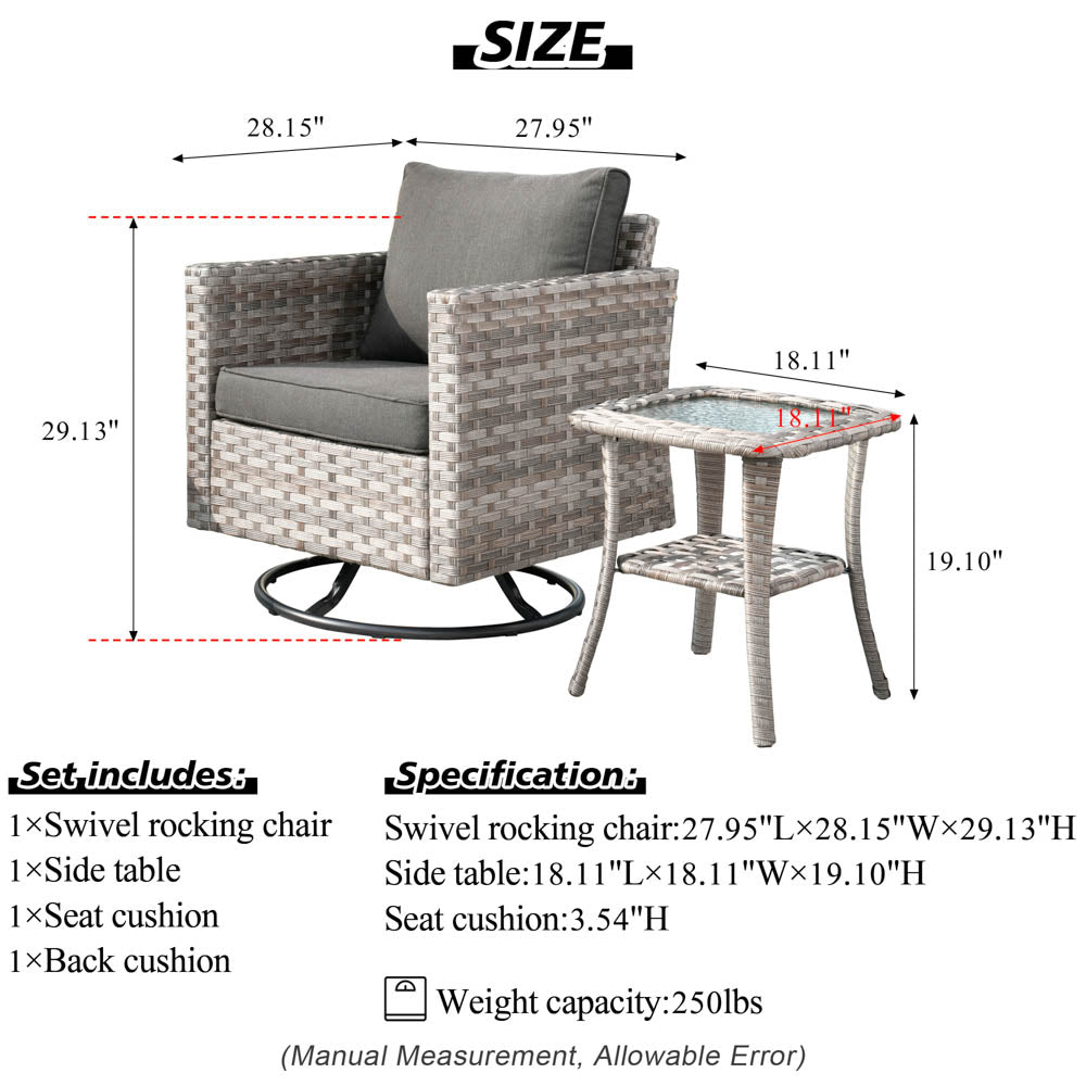 OVIOS Rocking Chair Outdoor Table and Chairs matching BBR broad handrails series