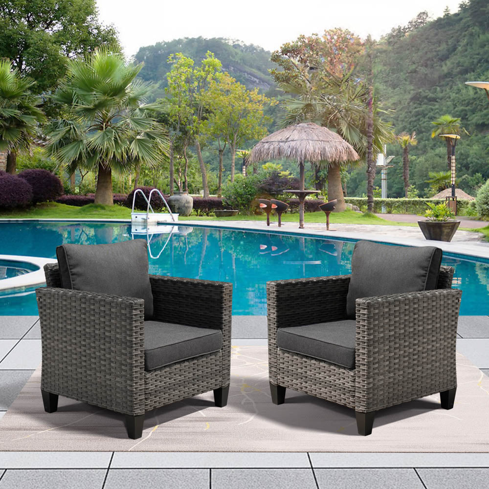 OVIOS Patio Chairs New Vultros 2-Piece High Back Square Shape Armrest