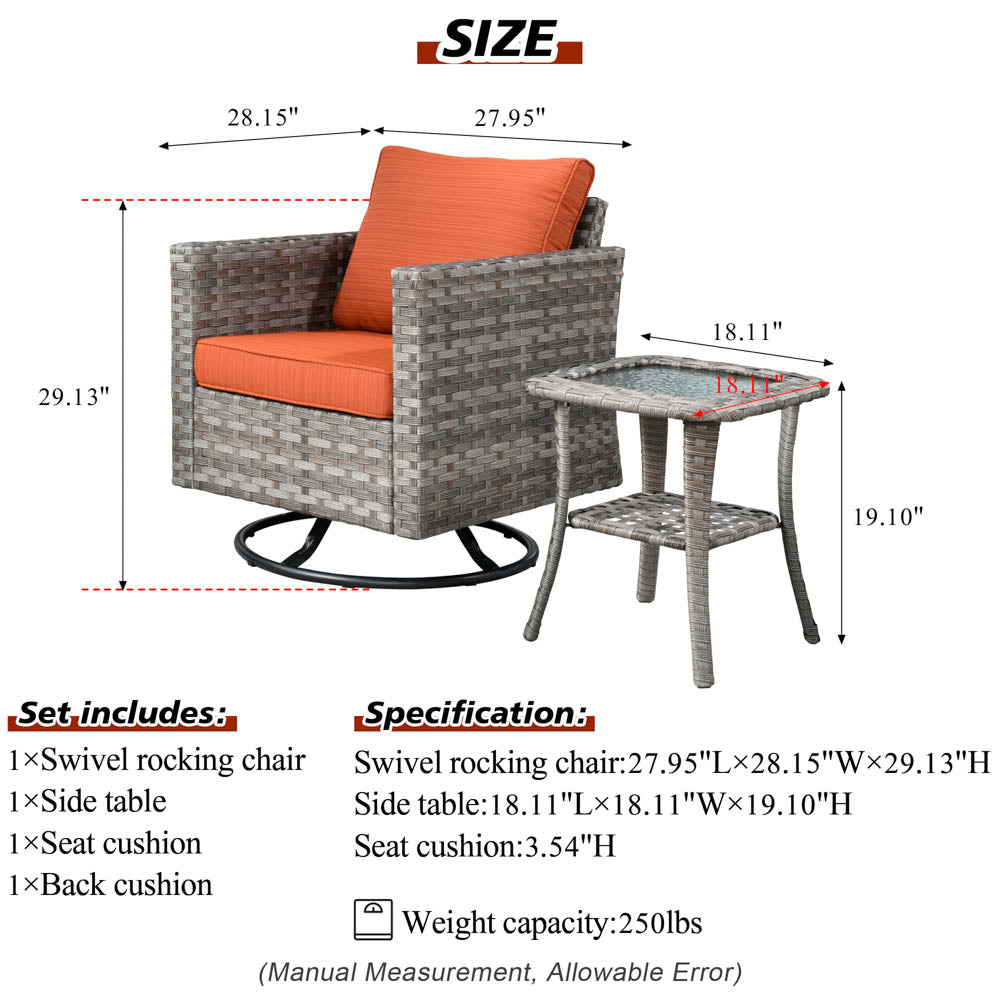 OVIOS Rocking Chair Outdoor Table and Chairs matching BBR broad handrails series
