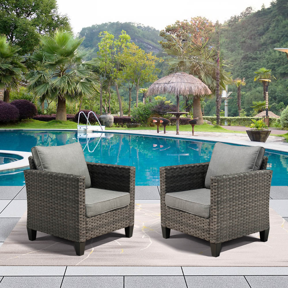 OVIOS Patio Chairs New Vultros 2-Piece High Back Square Shape Armrest