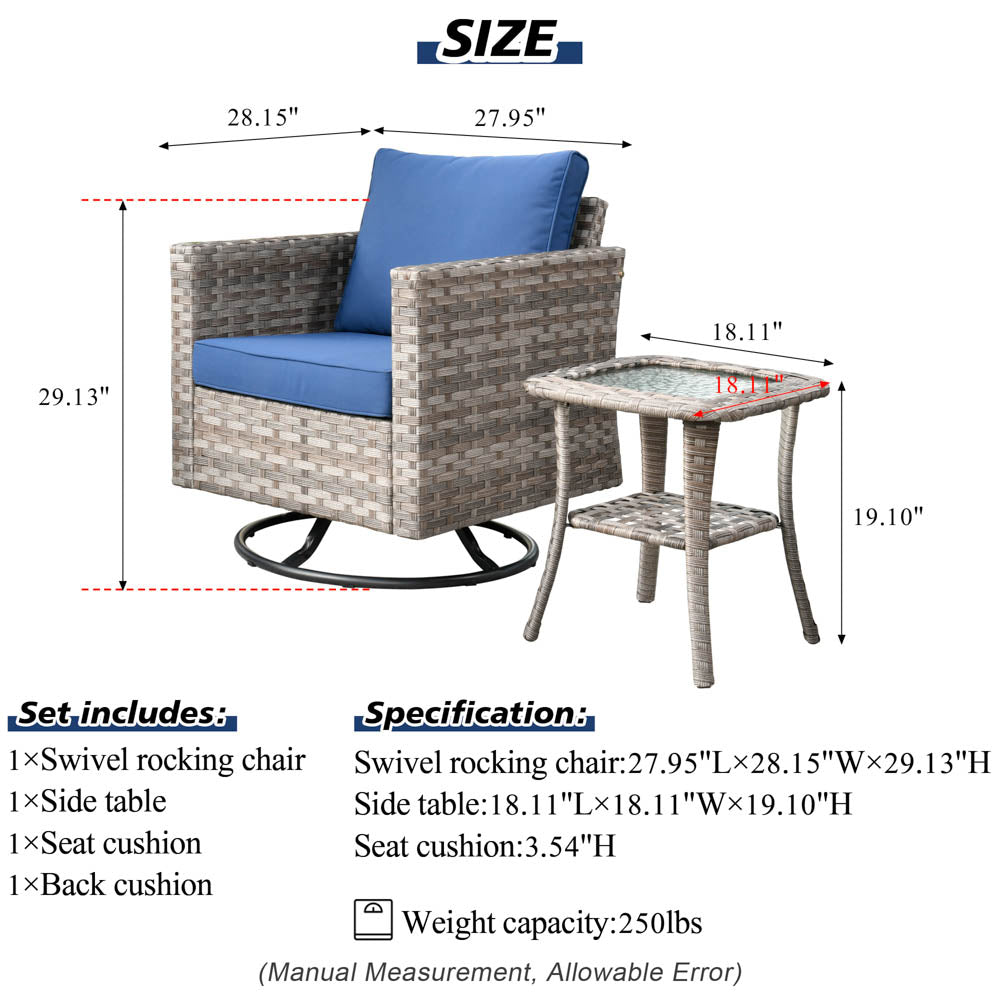 OVIOS Rocking Chair Outdoor Table and Chairs matching BBR broad handrails series
