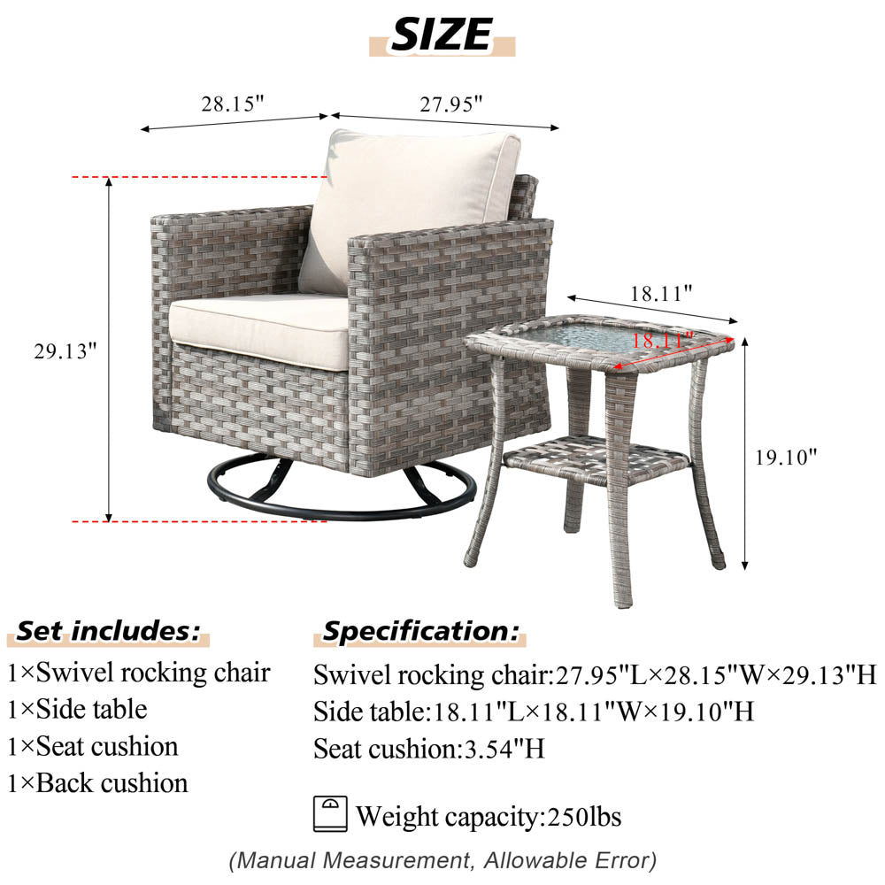 OVIOS Rocking Chair Outdoor Table and Chairs matching BBR broad handrails series