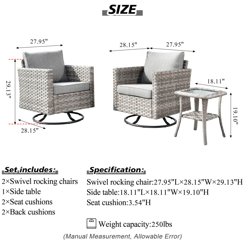 OVIOS Rocking Chair Outdoor Table and Chairs matching BBR broad handrails series