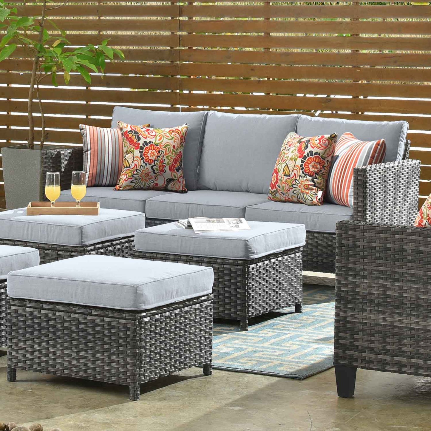 OVIOS Patio Furniture Set New Vultros 8-Piece High Back with Cushions