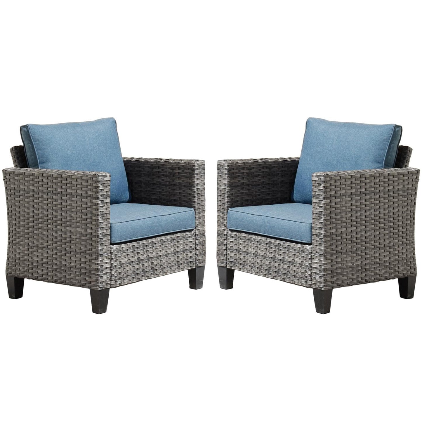 OVIOS Patio Chairs New Vultros 2-Piece High Back Square Shape Armrest