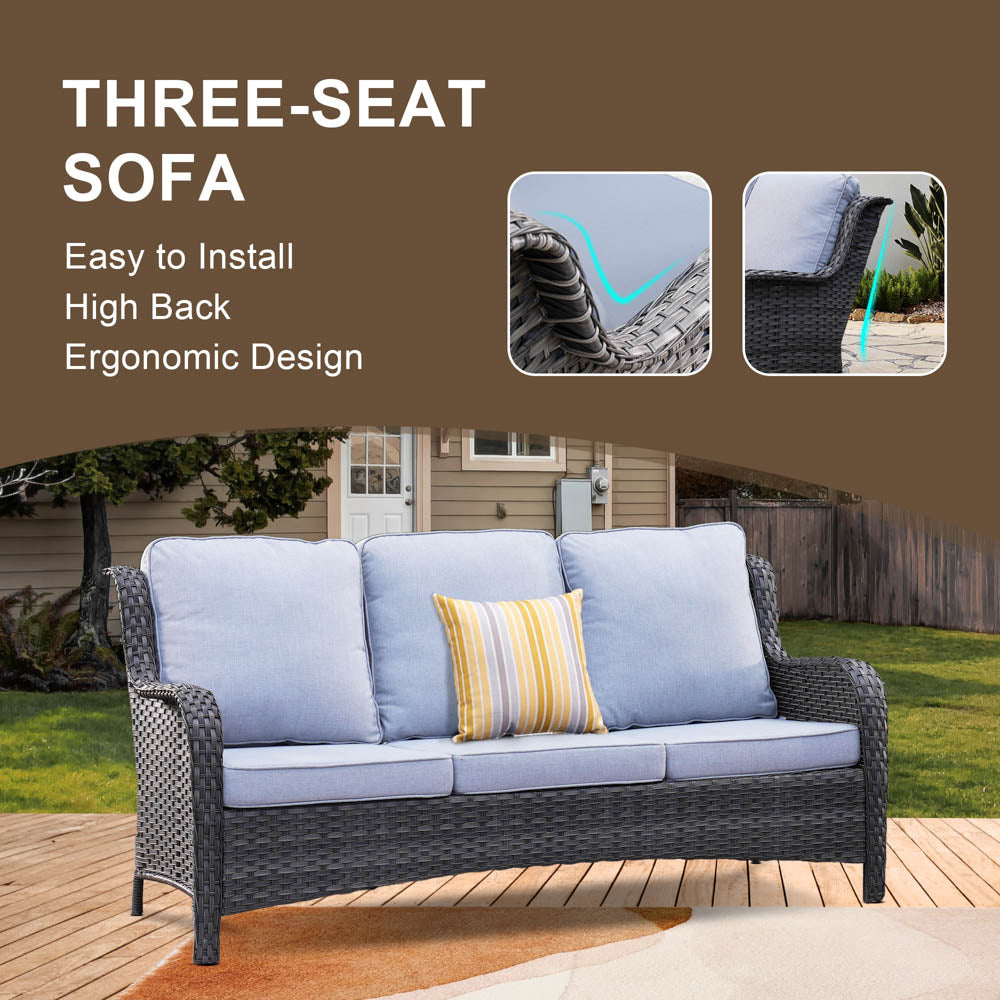 OVIOS Patio Kenard 2-Piece Conversation Set with Loveseat and Three-seat Couch