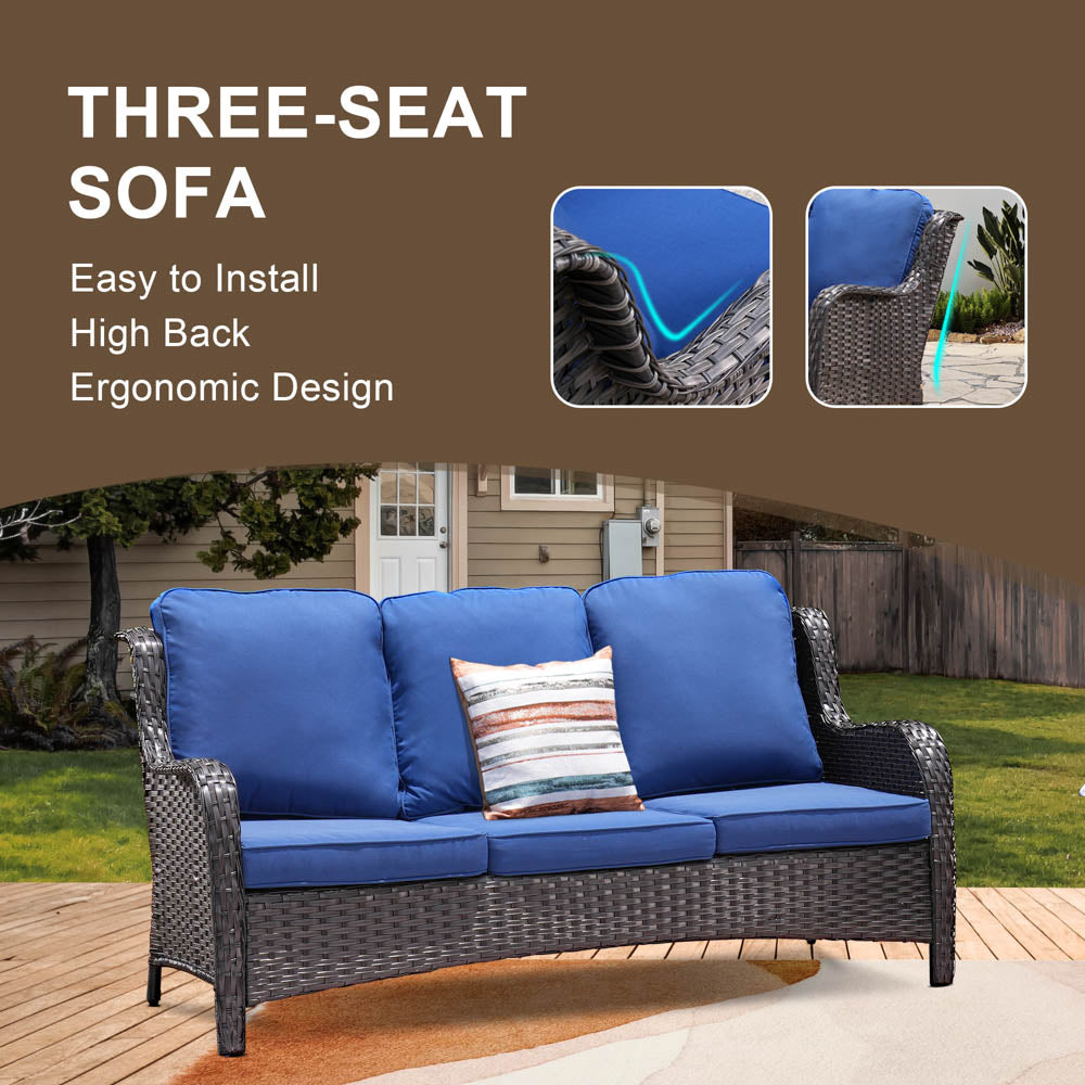 OVIOS Patio Kenard 2-Piece Conversation Set with Loveseat and Three-seat Couch