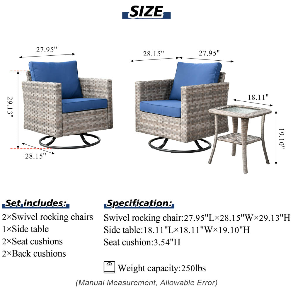 OVIOS Rocking Chair Outdoor Table and Chairs matching BBR broad handrails series