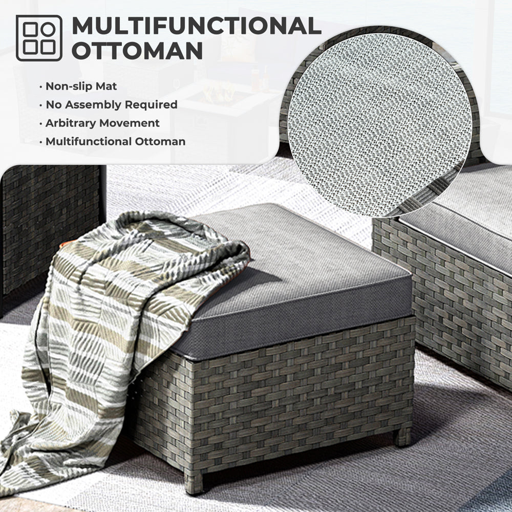 OVIOS Patio Furniture Set New Rimaru 7-Piece Set include 30'' Square Fire Pit Table Partially Assembled