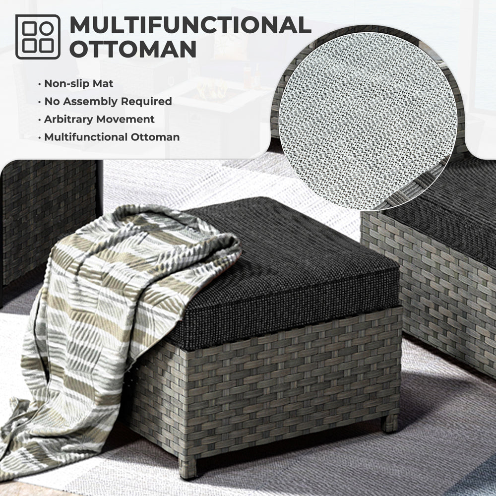 OVIOS Patio Furniture Set New Rimaru 7-Piece Set include 30'' Square Fire Pit Table Partially Assembled