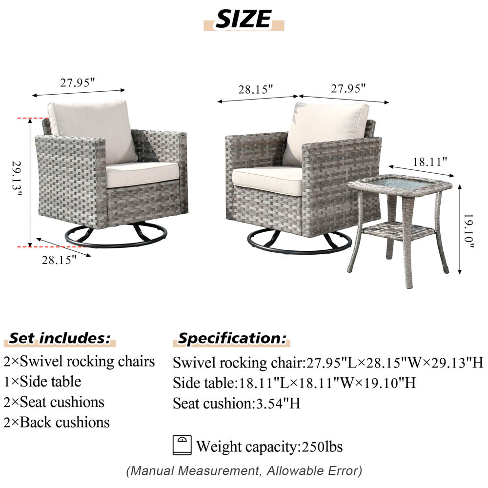 OVIOS Rocking Chair Outdoor Table and Chairs matching BBR broad handrails series