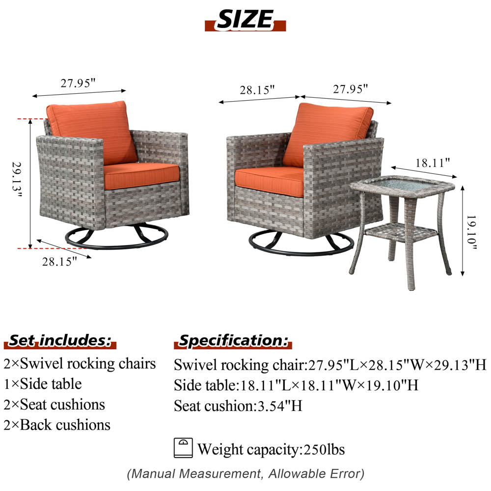 OVIOS Rocking Chair Outdoor Table and Chairs matching BBR broad handrails series