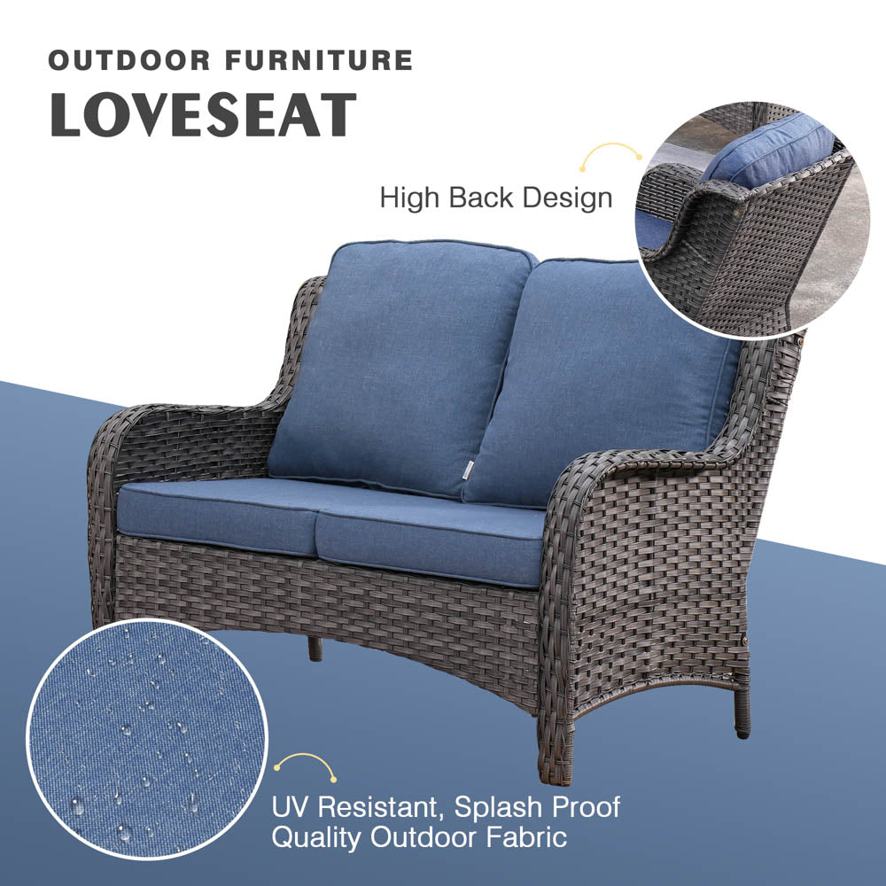 OVIOS Patio Kenard 6-Piece Conversation Set with 30'' Propane Fire Pit Table and Rocking Chairs
