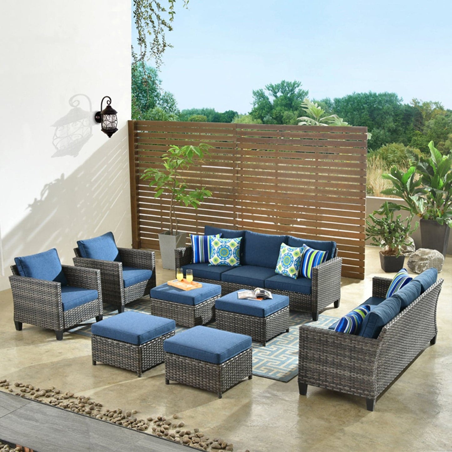 OVIOS Patio Furniture Set New Vultros 8-Piece High Back with Cushions
