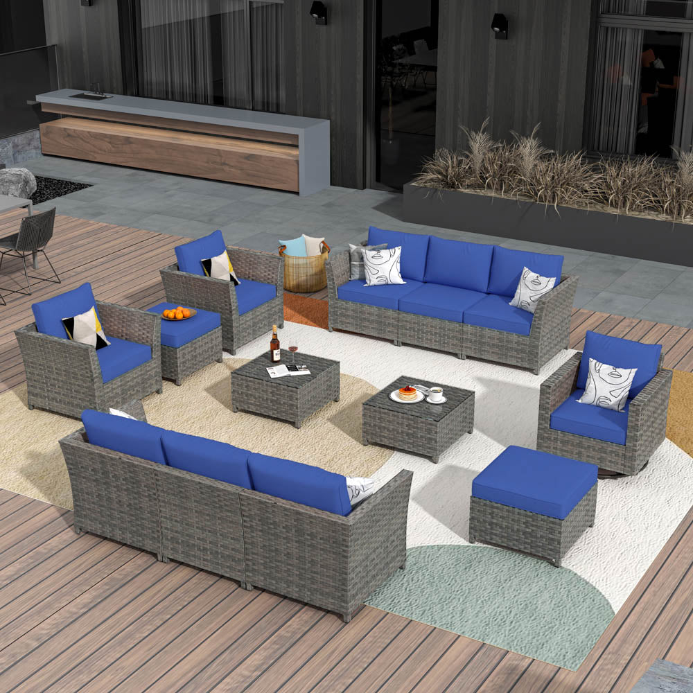 OVIOS New Rimaru Series Patio Furniture Set 13-Piece include Swivel Chairs Set Partially Assembled