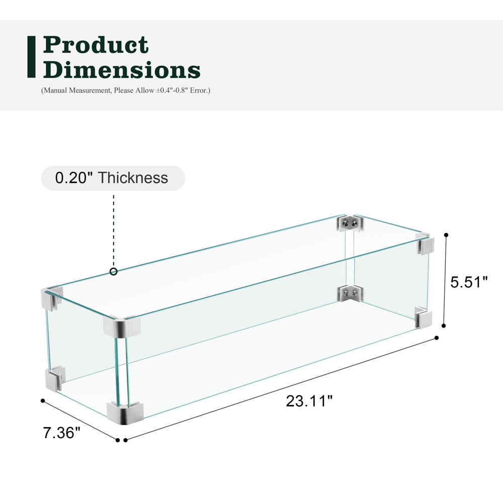OVIOS Glass Wind Guard for Fire Pit Table