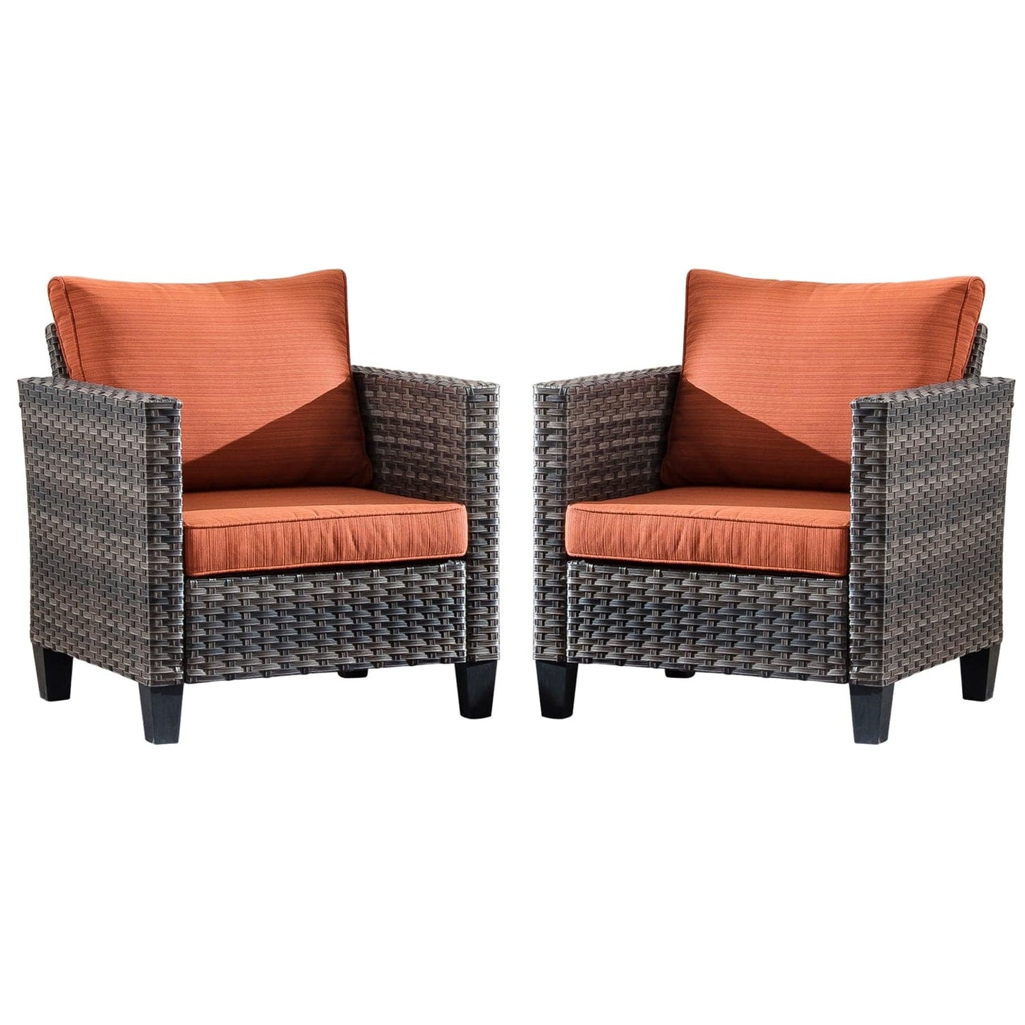 OVIOS Patio Chairs New Vultros 2-Piece High Back Square Shape Armrest