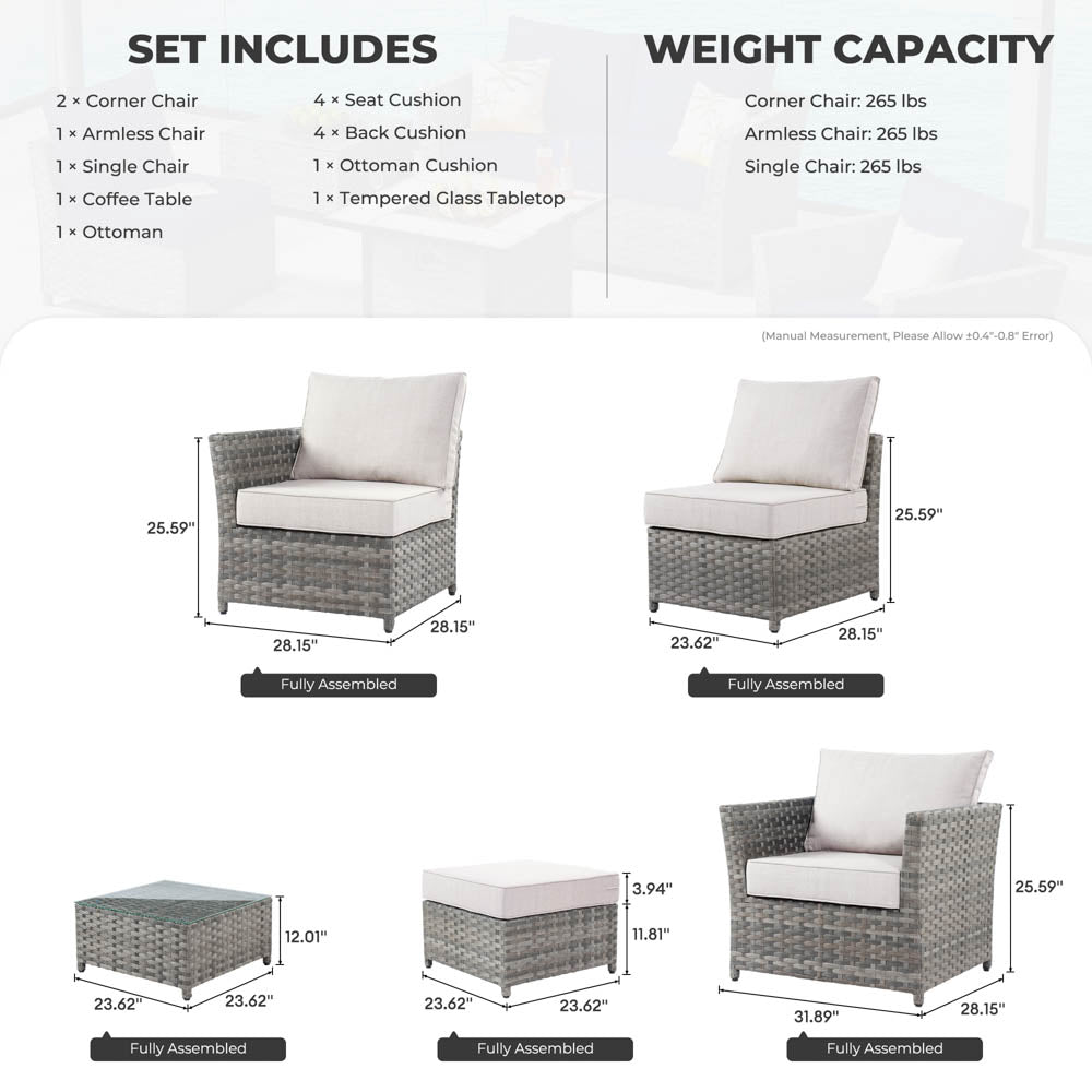 OVIOS Patio Furniture Set New Rimaru 6-Piece, Fully Assembled