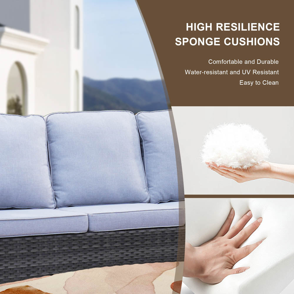 OVIOS Patio Kenard 2-Piece Conversation Set with Loveseat and Three-seat Couch