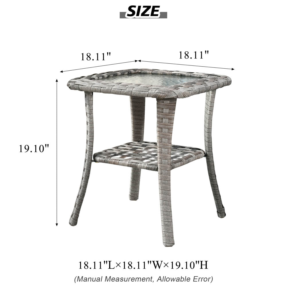 Ovios Balcony Side Table with Tempered Glass Top for BBR/BRS Series