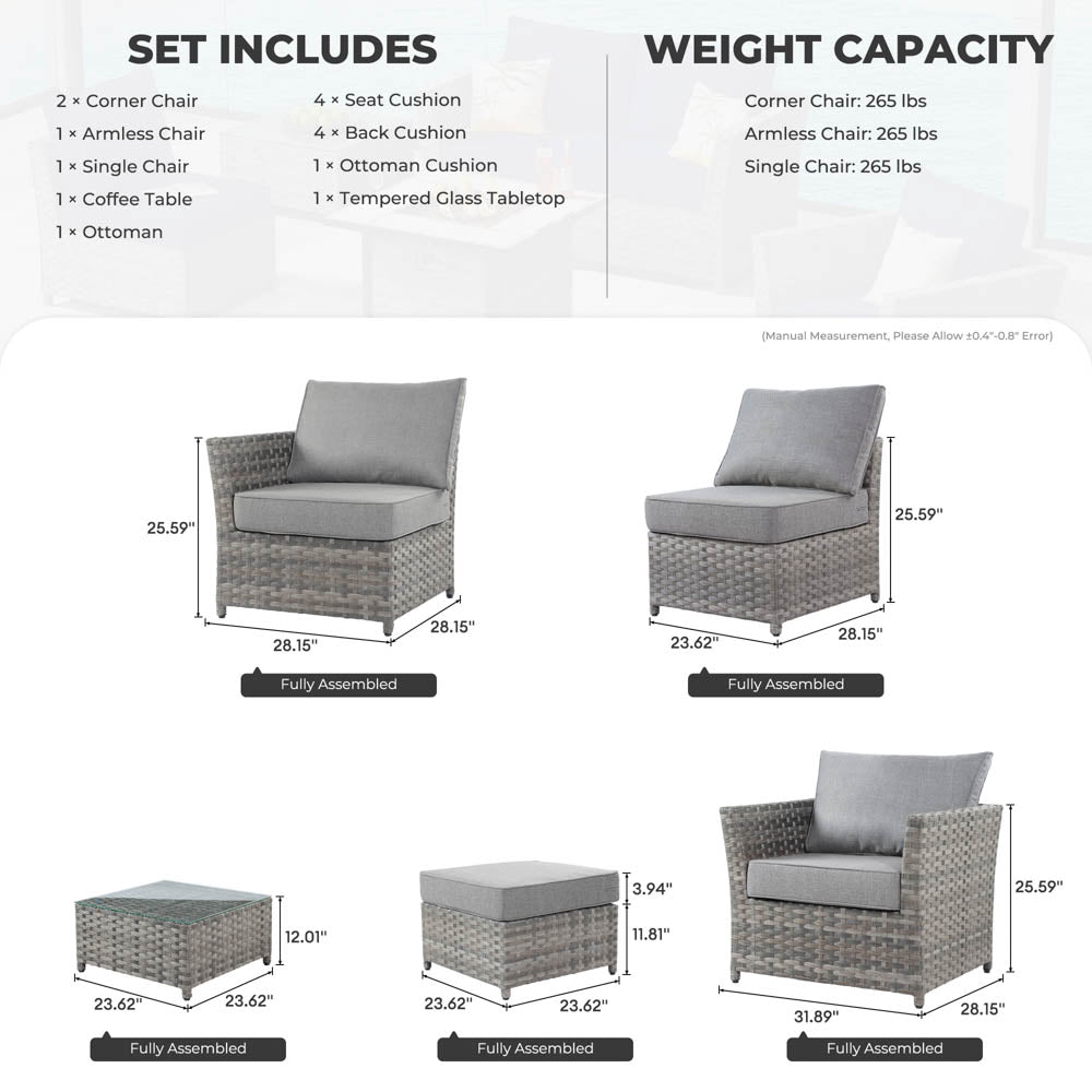 OVIOS Patio Furniture Set New Rimaru 6-Piece, Fully Assembled