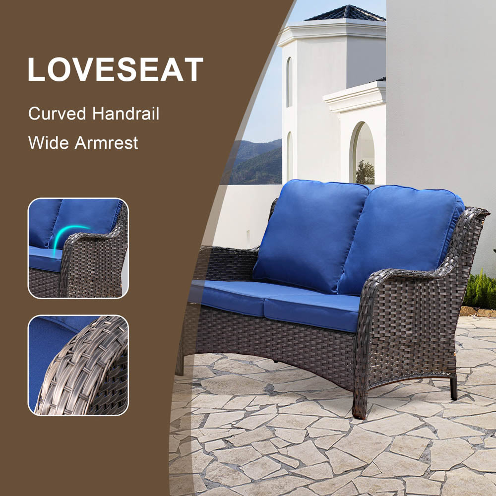 OVIOS Patio Kenard 2-Piece Conversation Set with Loveseat and Three-seat Couch