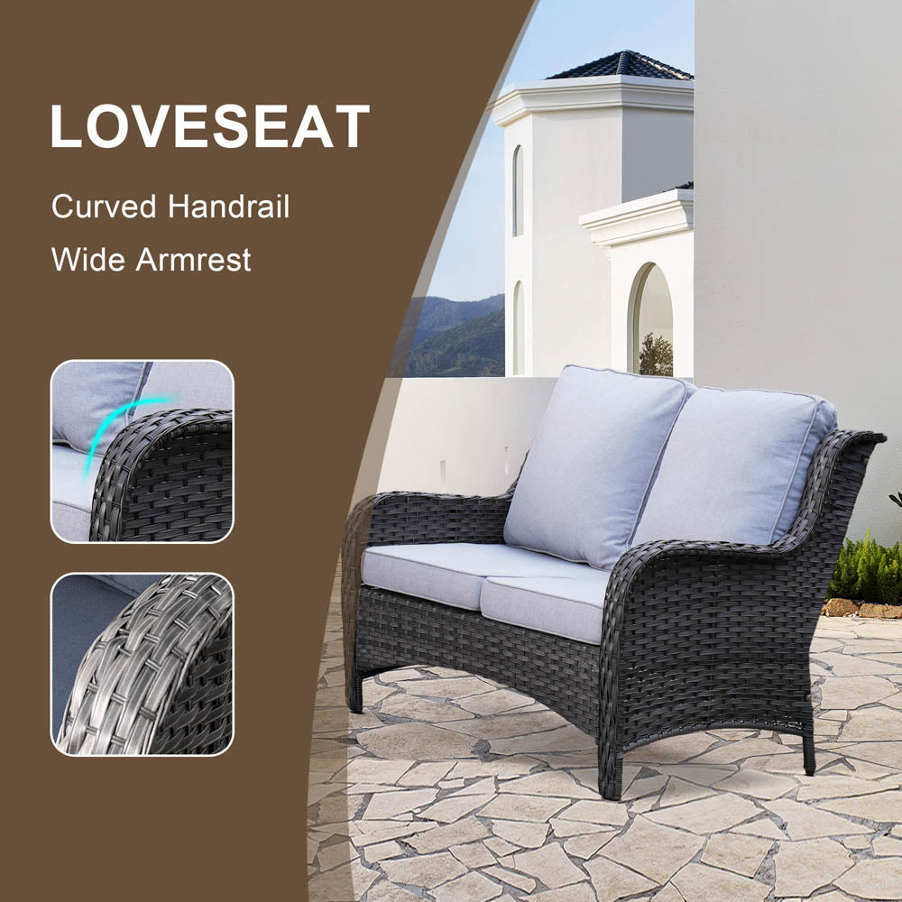 OVIOS Patio Kenard 2-Piece Conversation Set with Loveseat and Three-seat Couch