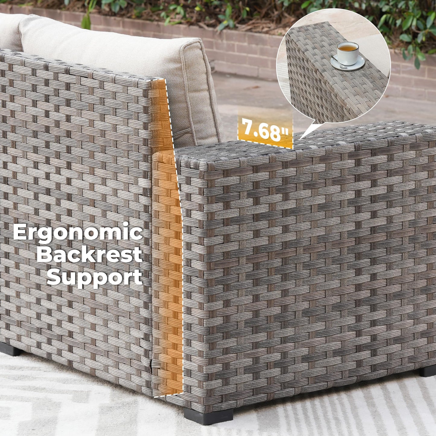 OVIOS 12 Pieces Patio Conversation Set with 7.68'' Broad Handrails