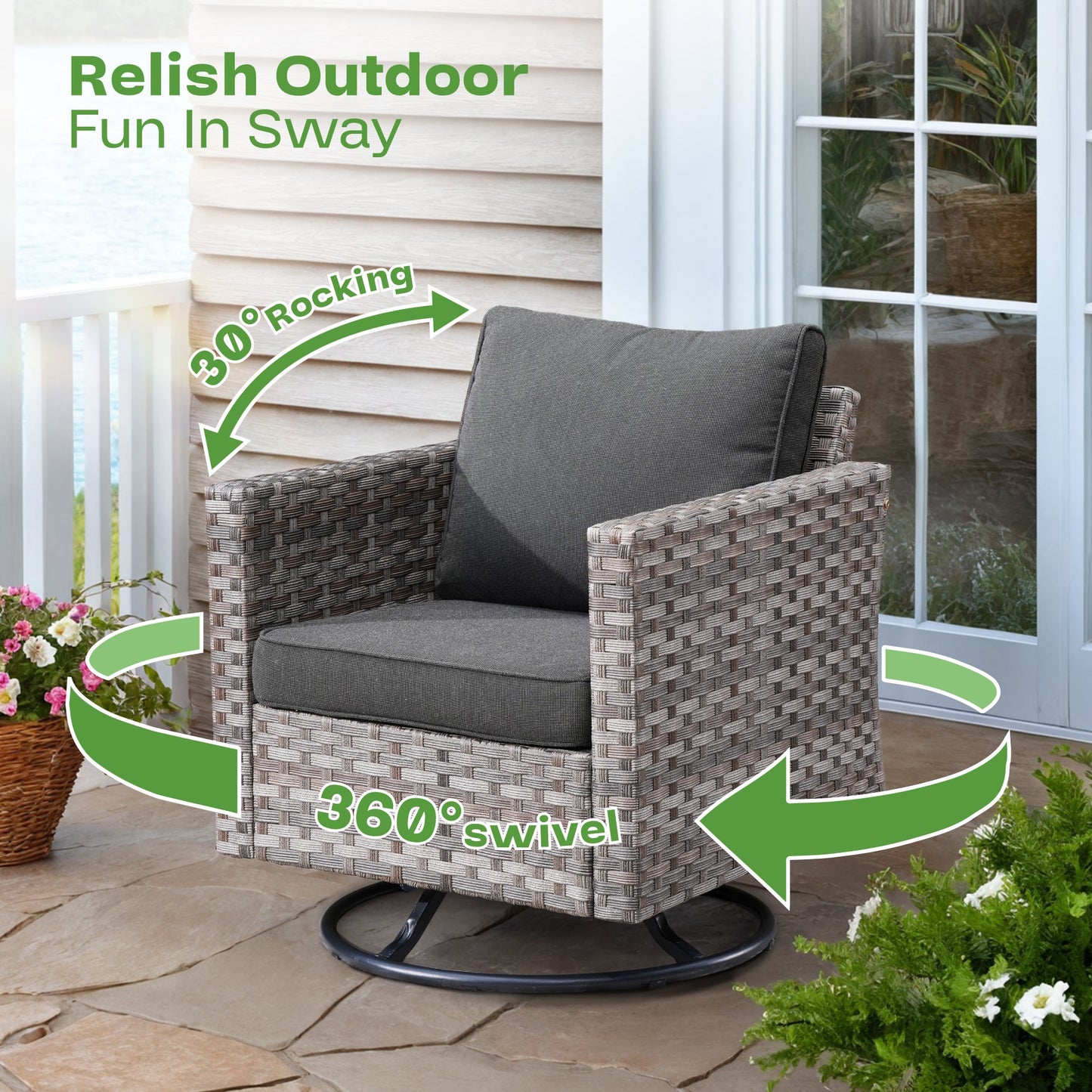 OVIOS Rocking Chair Outdoor Table and Chairs matching BBR broad handrails series