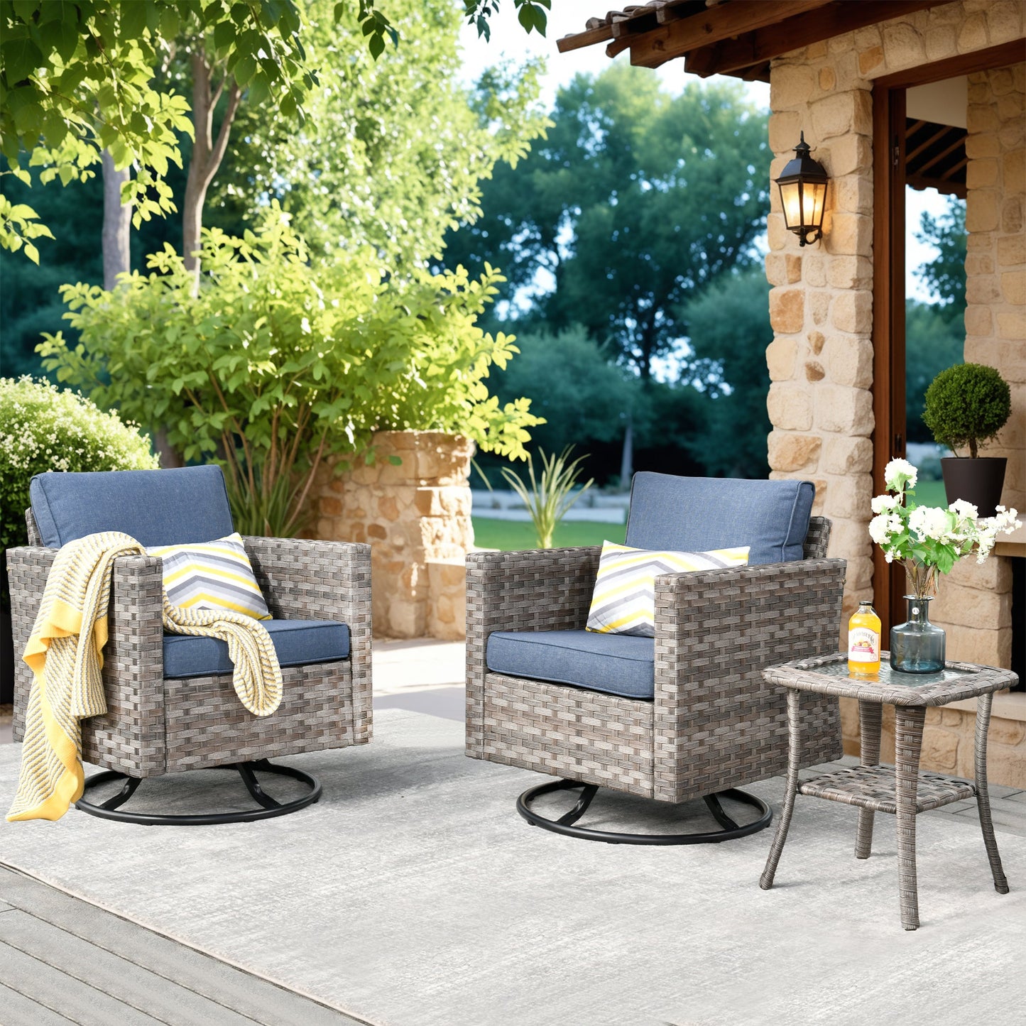 OVIOS Rocking Chair Outdoor Table and Chairs matching BBR broad handrails series