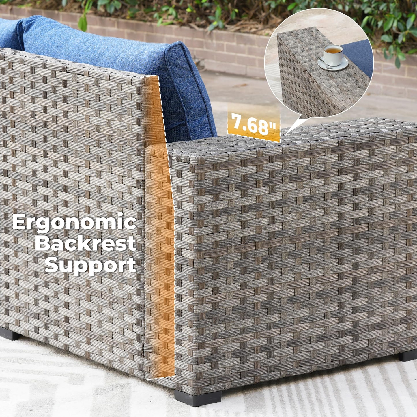 OVIOS 12 Pieces Patio Conversation Set with 7.68'' Broad Handrails