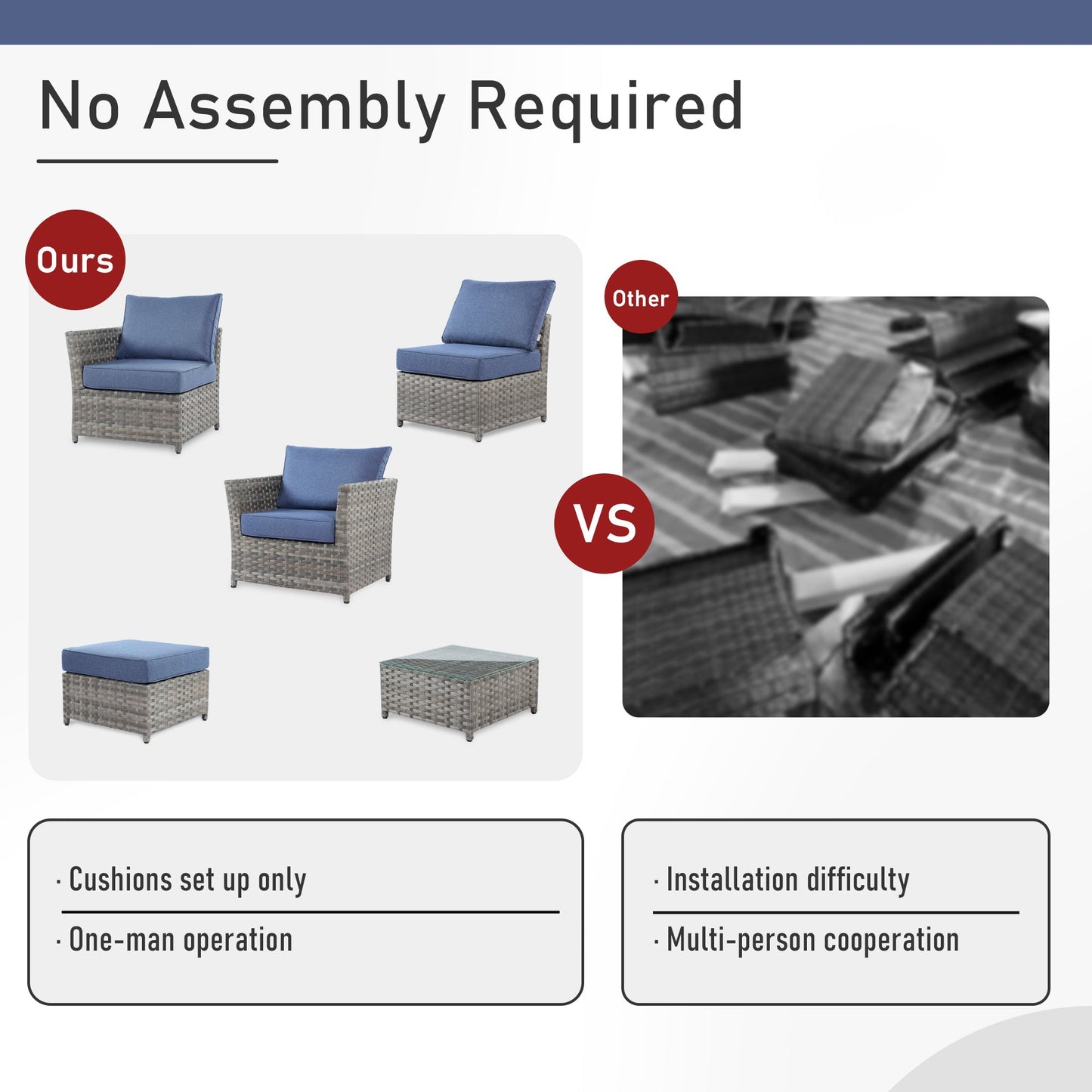 OVIOS Patio Furniture Set 10-Piece include 42"Rectangle Fire Pit Table&Swivel Chairs, Partially Assembled,BRS Series