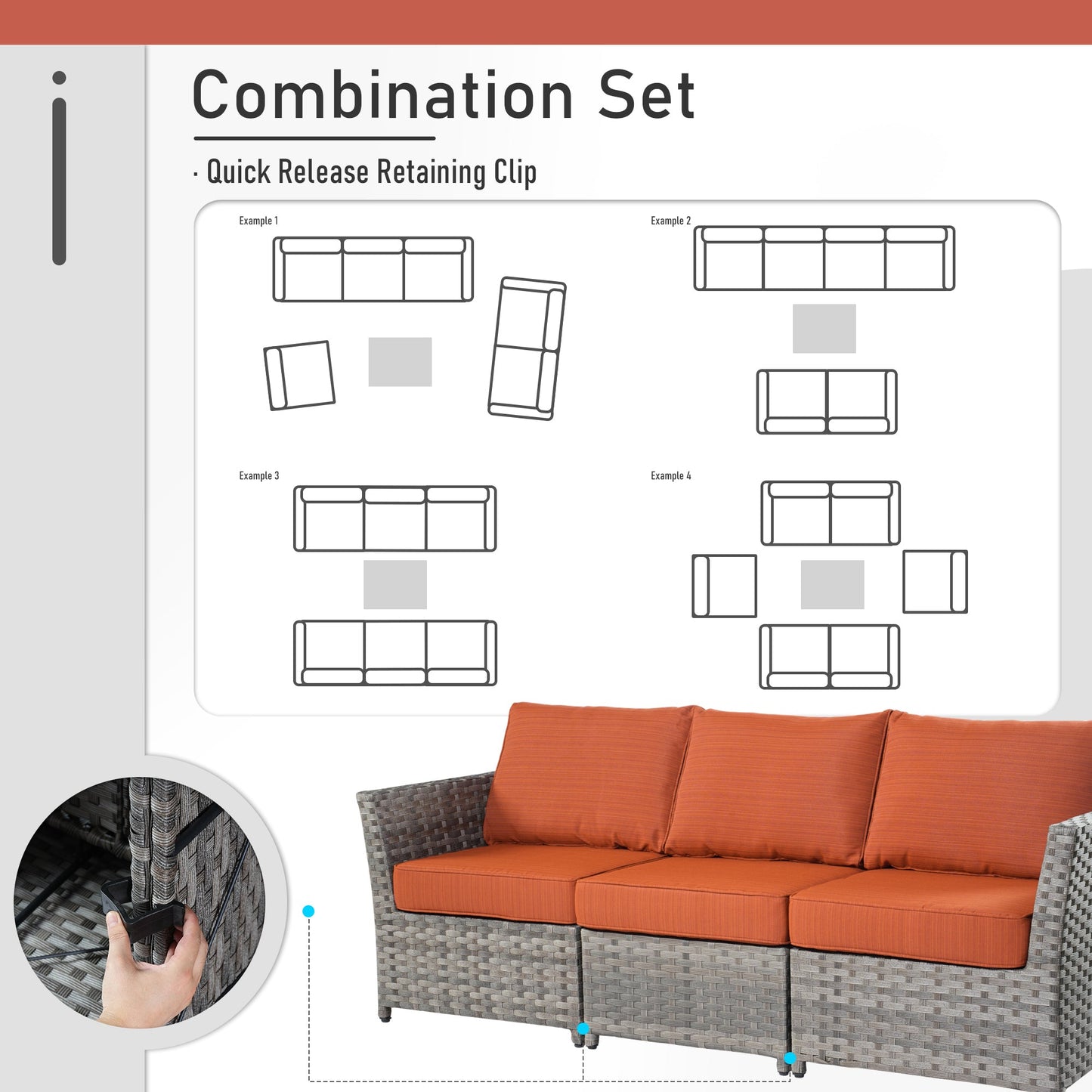 OVIOS Patio Furniture Set 10-Piece include 42"Rectangle Fire Pit Table&Swivel Chairs, Partially Assembled,BRS Series