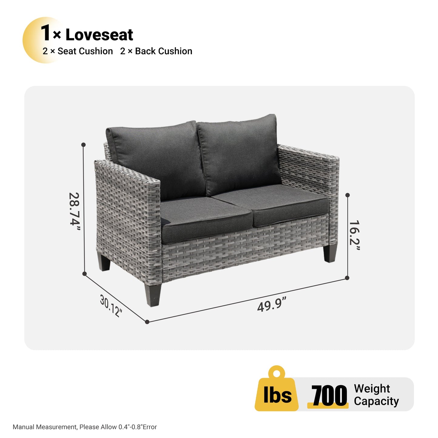 OVIOS Outdoor Loveseat New Vultros High BackShape Armrest