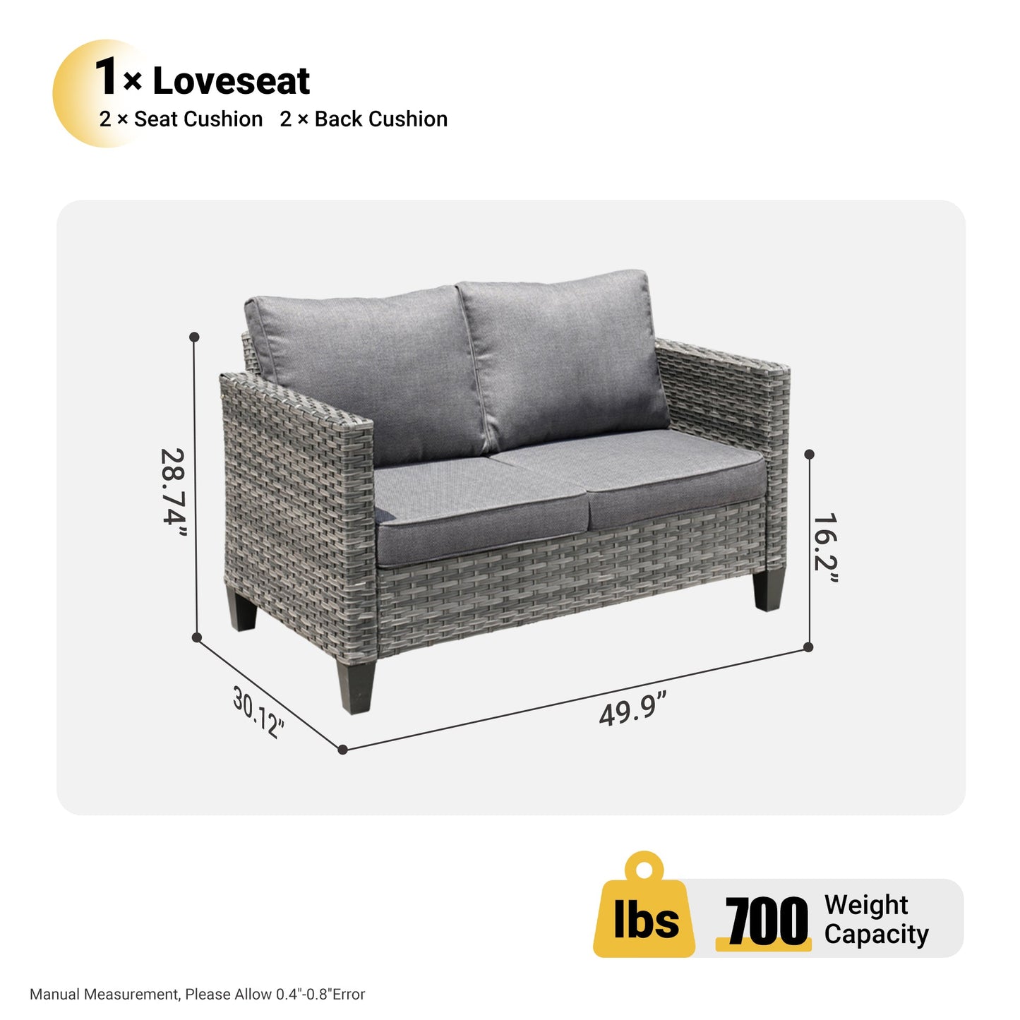 OVIOS Outdoor Loveseat New Vultros High BackShape Armrest