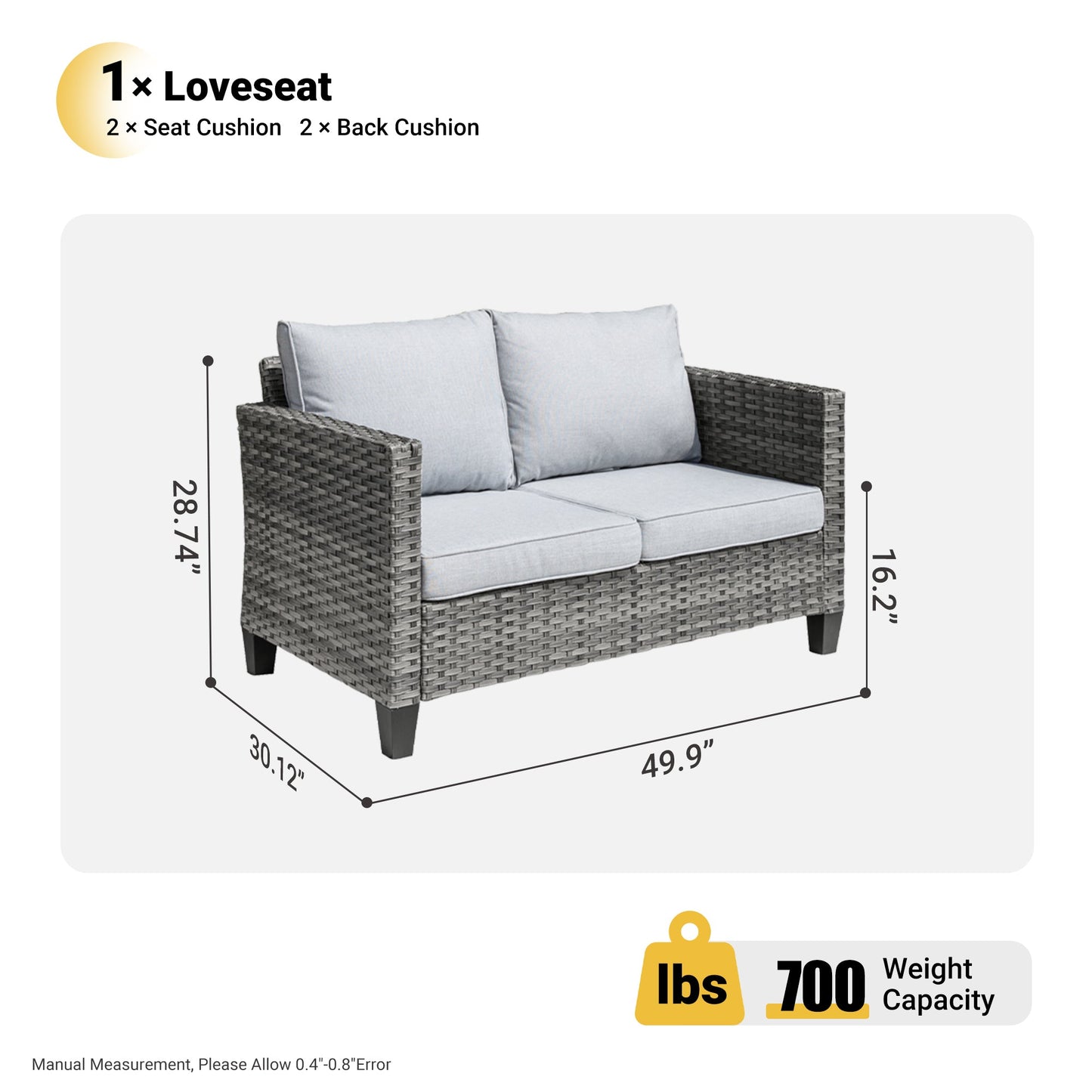 OVIOS Outdoor Loveseat New Vultros High BackShape Armrest