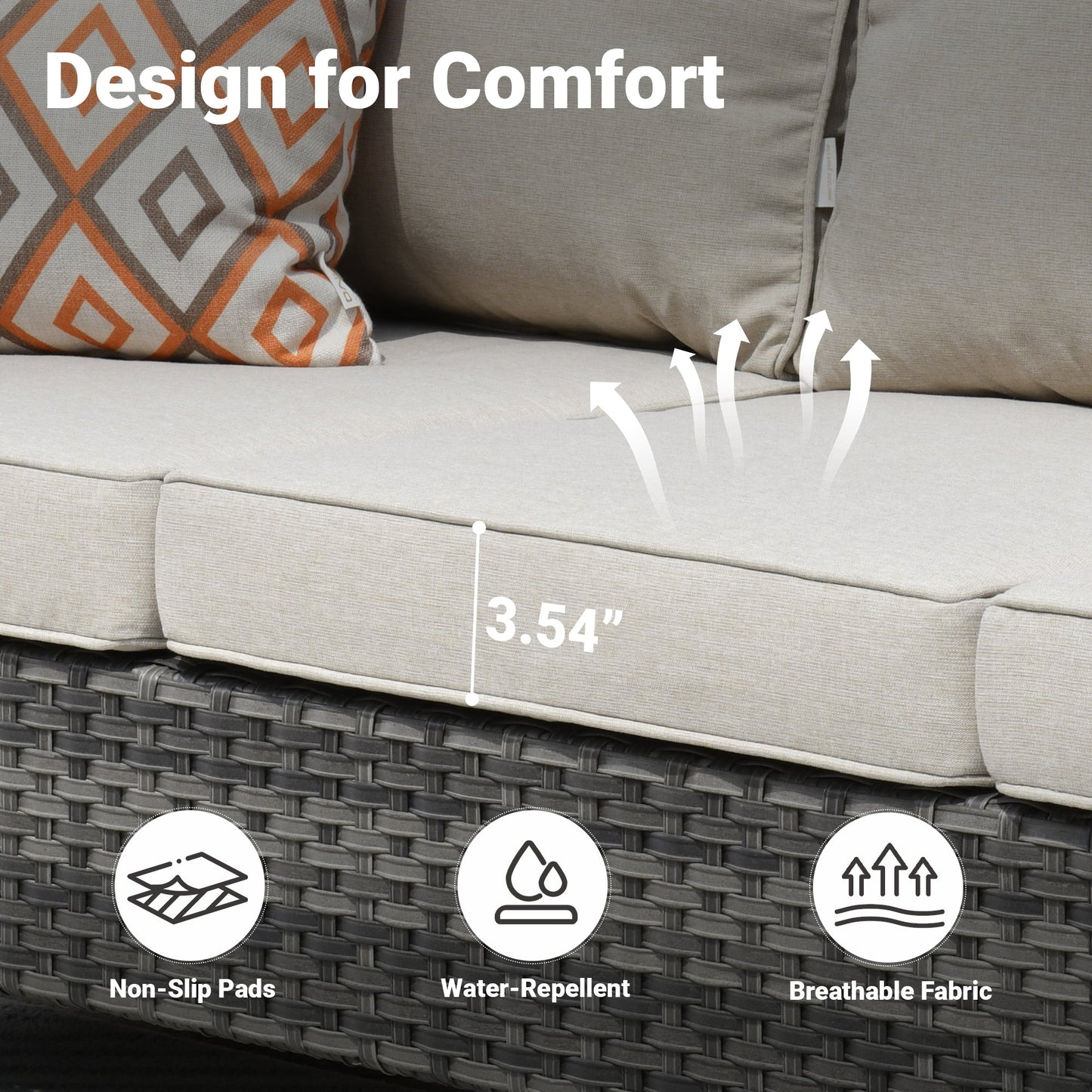OVIOS Outdoor Couch New Vultros 3-Piece High Back with Ottoman