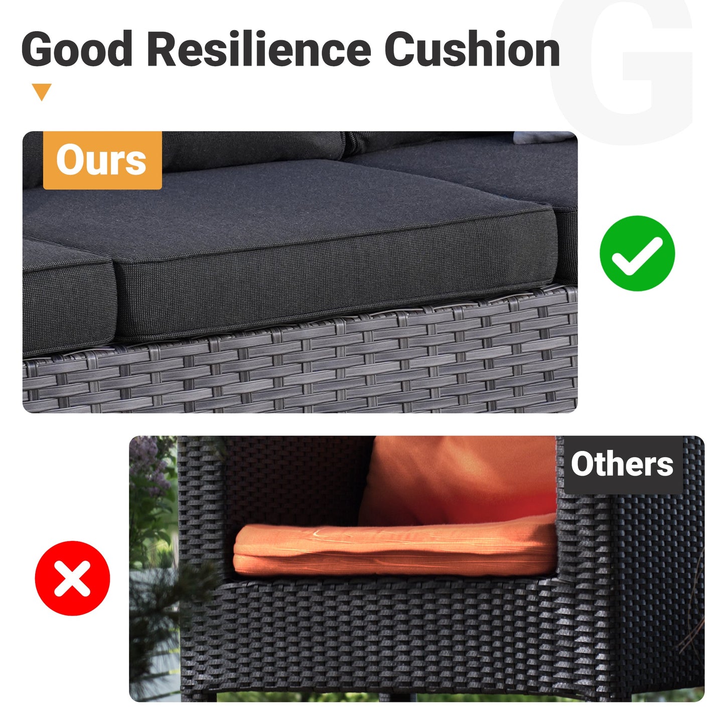 OVIOS Outdoor Couch New Vultros 3-Piece High Back with Ottoman